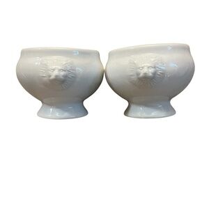 BiSTRO BLANC Set of 2 Lion Head Soup Serving Tureens Bowls